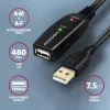 Axagon ADR-207 καλώδιο επέκτασης USB 7,5 m USB 2.0 μαύρο