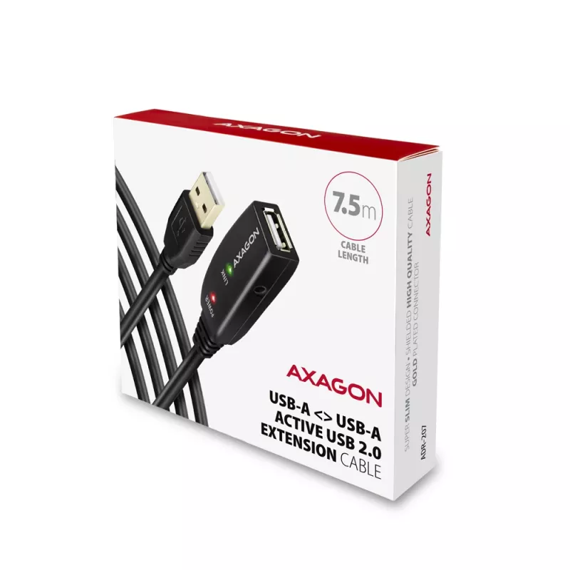 Axagon ADR-207 καλώδιο επέκτασης USB 7,5 m USB 2.0 μαύρο