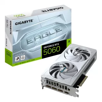 Κάρτα γραφικών GIGABYTE GeForce RTX 5060 EAGLE OC ICE 8G - 8GB GDDR7, 128bit, PCI-E 5.0, 2550 MHz πυρήνας, 3 x DisplayPort, 1 x HDMI, GV-N5060EAGLEOC ICE-8GD