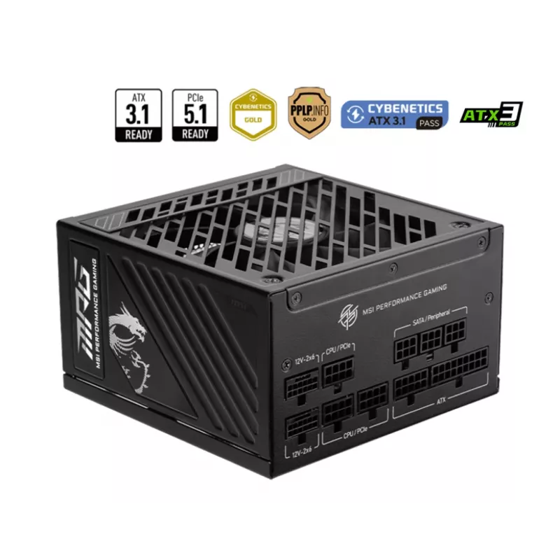 Τροφοδοτικό MSI MPG A1250GS PCIE5 1250 W 20+4 pin ATX ATX μαύρο