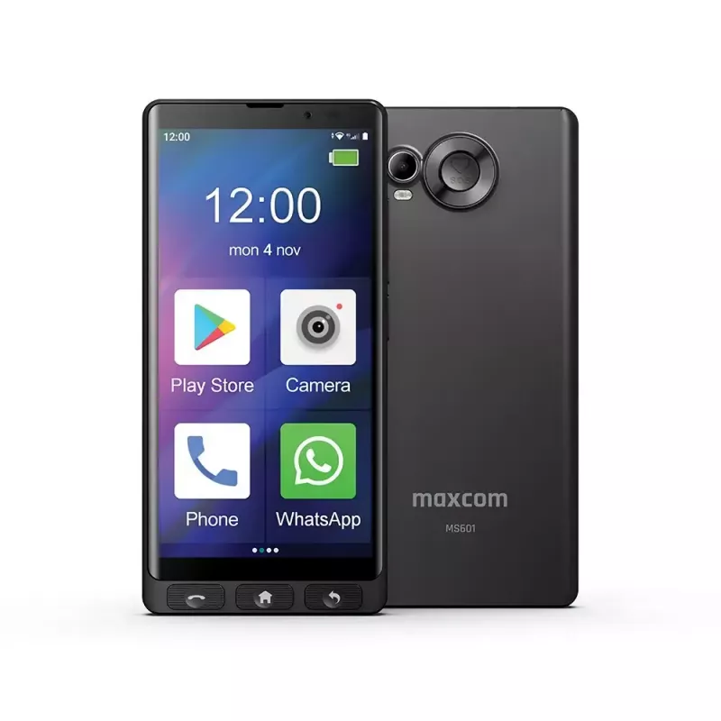 MAXCOM MS601 4G smartphone για ηλικιωμένους, 6 ιντσών, 4GB/64GB, Android 14, μαύρο
