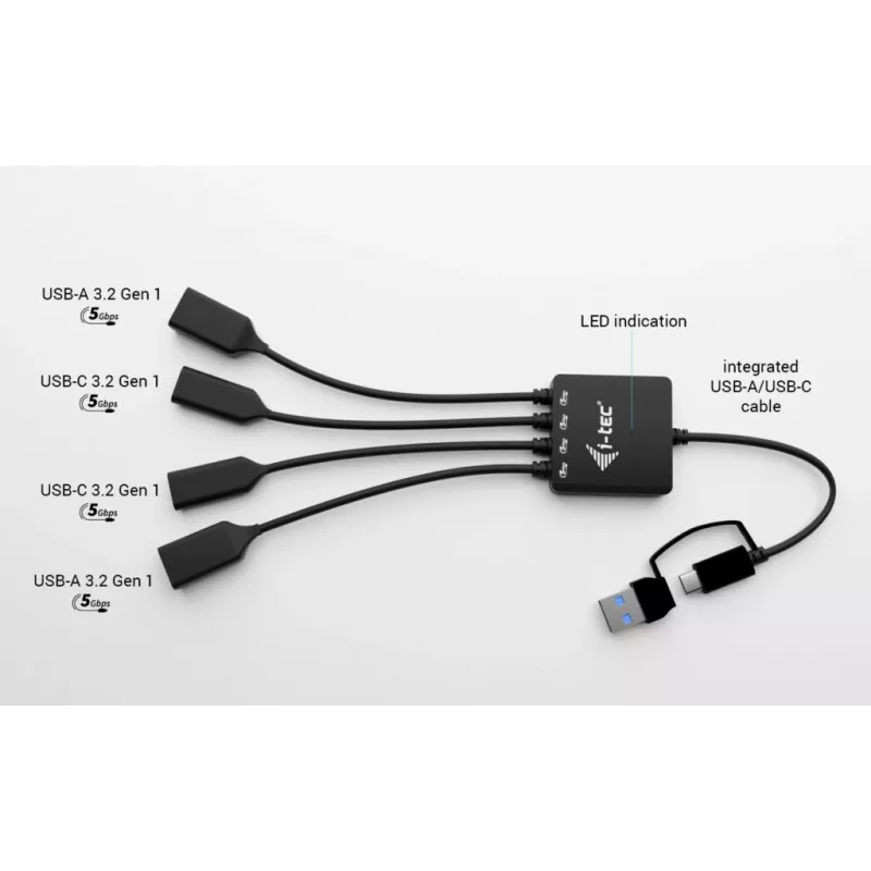i-tec USB-C/USB-A Καλώδιο-HUB 4 Θύρες (2x USB-C, 2x USB-A)