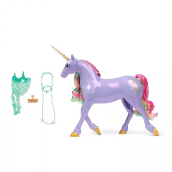 Spin Master Unicorn Academy Wildstar φιγούρα μονόκερου 11 ιντσών με διαφανή σέλα και χαλινάρι, πολύχρωμο, πλαστικό, για παιδιά από 4 ετών