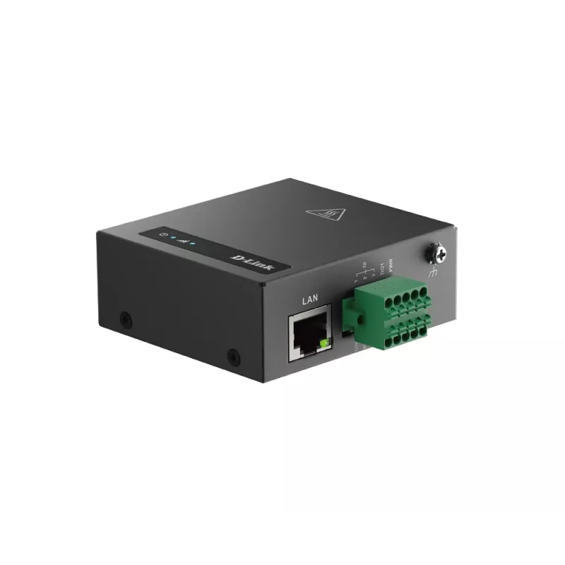 D-Link DOM-311-TSO 4G LTE IIoT RTU πύλη, Ethernet 10/100 Mbit/s, RS-232/485, Nano SIM, 2 αποσπώμενες εξωτερικές κεραίες, 9–36 V DC, μαύρη