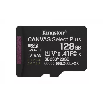 Kingston Technology 128GB micSDXC Canvas Select Plus Gen3 150R A1 μεμονωμένη συσκευασία χωρίς ADP