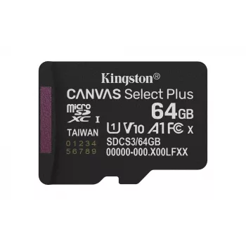 Kingston Technology 64GB micSDXC Canvas Select Plus Gen3 100R A1 μεμονωμένη συσκευασία χωρίς ADP