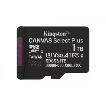 Kingston Technology 1TB micSDXC Canvas Select Plus Gen3 150R A1 μεμονωμένη συσκευασία χωρίς ADP