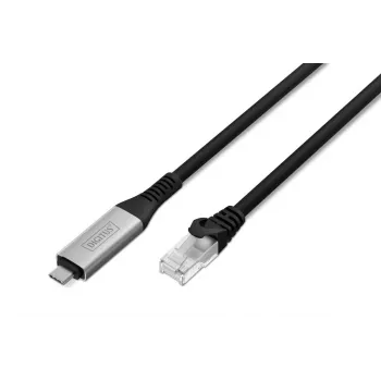 DIGITUS USB-C 3.2 Gen1 - καλώδιο Ethernet RJ45 - CAT6a S/FTP μαύρο - 5m
