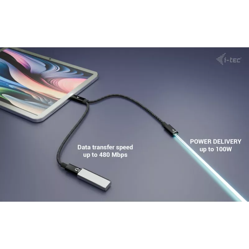 i-tec διαχωριστικό καλωδίου USB-C ήχου/δεδομένων + Power Delivery 100 W