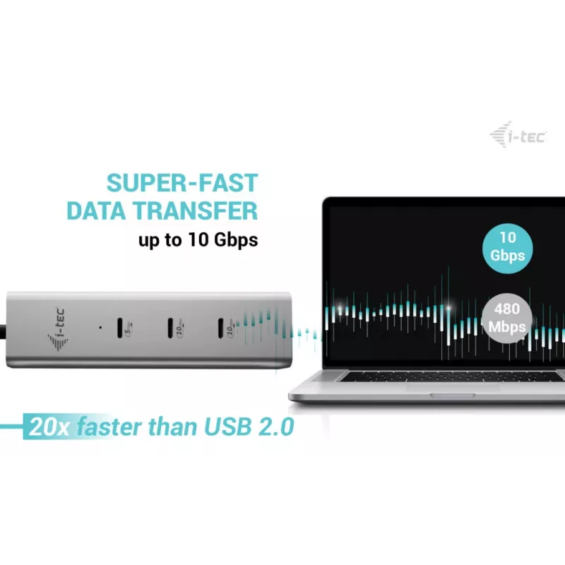 i-tec Metal USB-C Charging HUB 5 θυρών με USB-C Video 8K + Power Delivery 85W