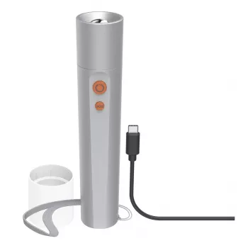 Φακός χειρός Hama FL350-C ασημί LED 3W USB επαναφορτιζόμενος