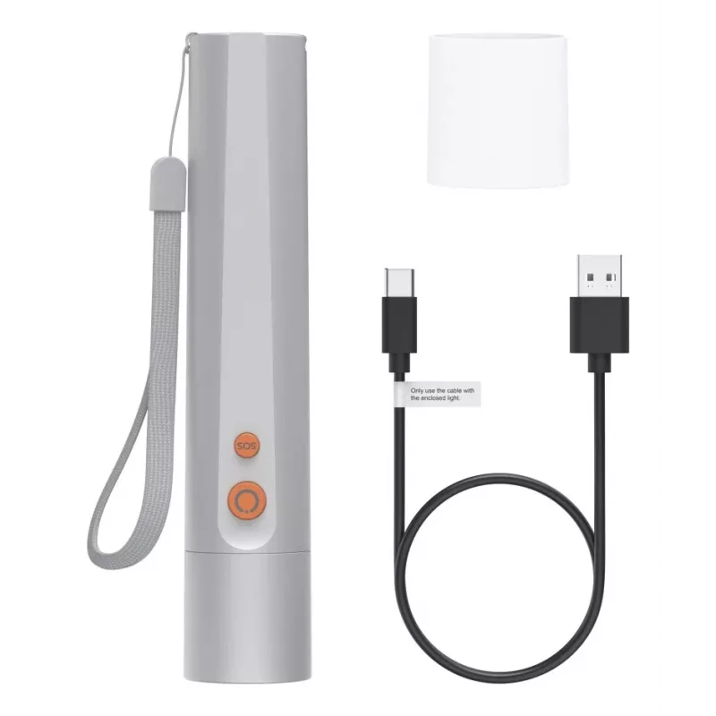 Φακός χειρός Hama FL350-C ασημί LED 3W USB επαναφορτιζόμενος