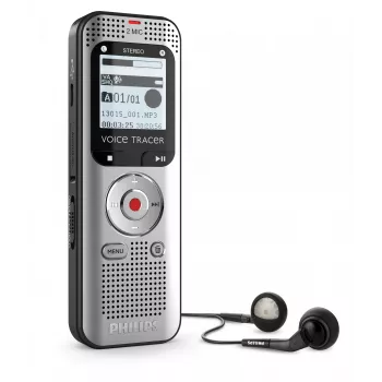 Συσκευή υπαγόρευσης Philips Voice Tracer DVT2015 Εσωτερική μνήμη Κάρτα Flash Ασημί 2370 h χρόνος εγγραφής
