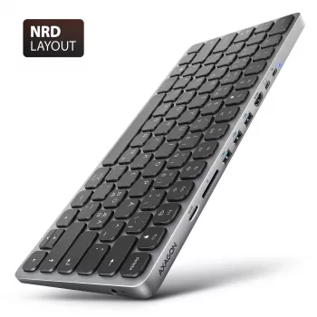 Axagon HMC-KB-NRD, Hub USB 5Gbps με πληκτρολόγιο, HDMI 4K/60Hz, 3x USB-A, SD/mSD, Ήχος, PD100, Σκανδιναβική διάταξη
