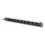 DIGITUS PDU - 1U αλουμινίου για rackmount 8x πρίζα CEE 7/7 1x πρίζα 10A βύσμα 250VAC 50/60Hz βύσμα IEC C14 ασφάλεια