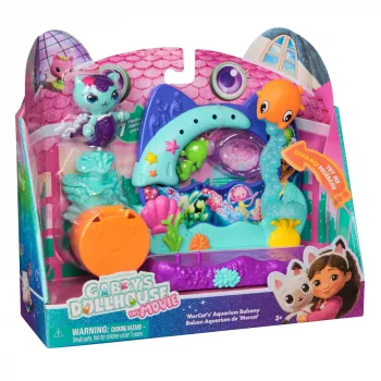 Gabbys Dollhouse: Η Ταινία, Mercats Ενυδρείο-Μπαλκόνι, με φιγούρα & αξεσουάρ σπιτιού κούκλας, παιδικό παιχνίδι για κορίτσια & αγόρια από 3 ετών