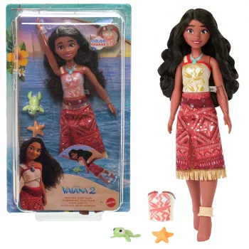 Disney Vaiana 2 Παιχνίδι, Πλωτή Tautai Vaiana Κούκλα μόδας με 2 αξεσουάρ & μπλούζα που αλλάζει χρώμα