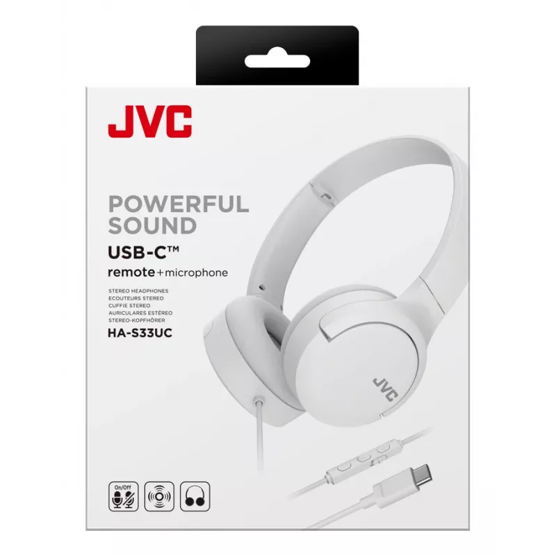 JVC HA-S33UC Headset Ενσύρματο Head-band Κλήσεις/Μουσική USB Type-C Λευκό