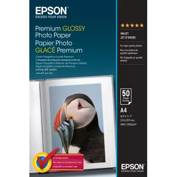 Epson Premium Glossy Photo Paper - A4 - 50 φύλλα, γυαλιστερό, 255 g/m², A4, λευκό, 50 φύλλα, 1 τεμ.