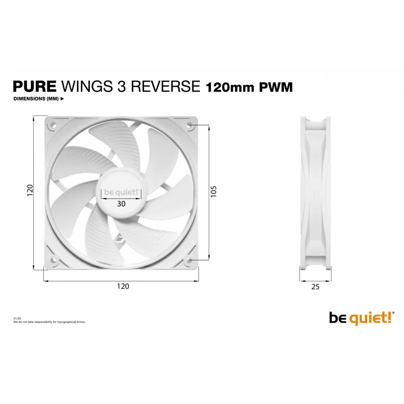 be quiet! Pure Wings 3 120mm | PWM Reverse Λευκό Συσκευασία 3 τεμ.