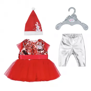 Zapf Creation BABY born χριστουγεννιάτικο φόρεμα 836118 για κούκλες έως 43 cm, με κολάν, παπούτσια και χριστουγεννιάτικο σκουφάκι, από 3 ετών