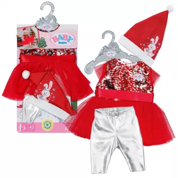 Zapf Creation BABY born χριστουγεννιάτικο φόρεμα 836118 για κούκλες έως 43 cm, με κολάν, παπούτσια και χριστουγεννιάτικο σκουφάκι, από 3 ετών