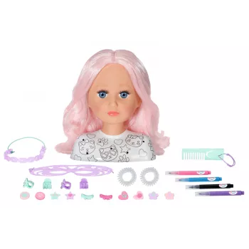 BABY born Styling Head Artist, κεφάλι κούκλας για μακιγιάζ/styling, θηλυκό, 3 έτος(-η), πολύχρωμο