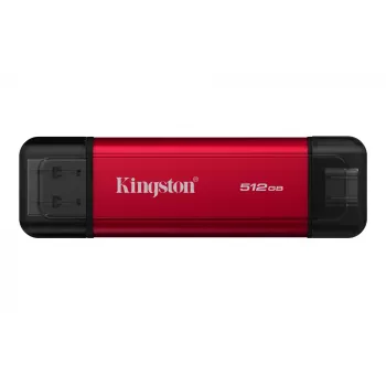 Εξωτερικός SSD Kingston 512 GB Dual USB-A/USB-C φορητός, USB 3.2 Gen 2, ανάγνωση 1050 MB/s, εγγραφή 950 MB/s, μαύρο/κόκκινο