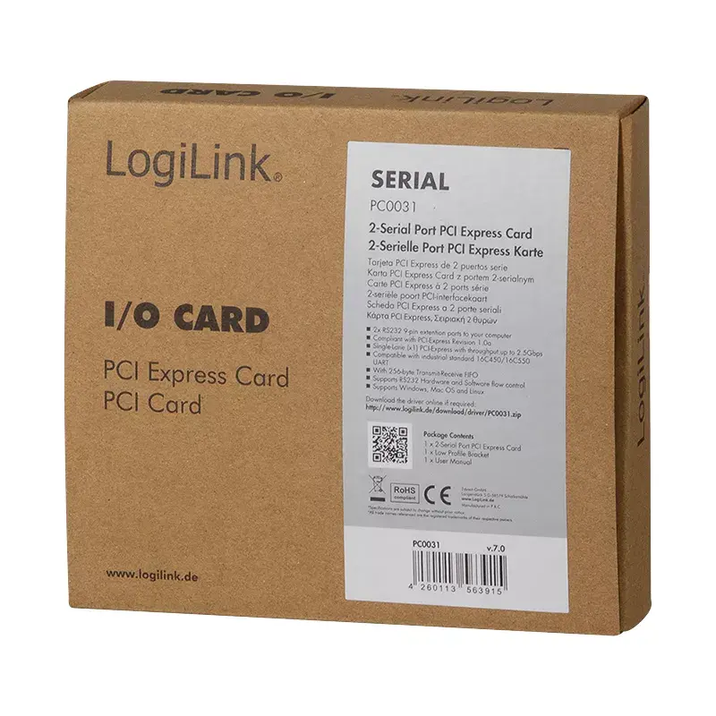 LogiLink PC0031 κάρτα διεπαφής PCIe, 2x σειριακές (COM)