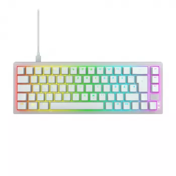 CHERRY XTRFY K5V2 RGB συμπαγές ενσύρματο μηχανικό gaming πληκτρολόγιο 65%, CHERRY MX2A Red, γερμανική διάταξη QWERTZ, λευκό