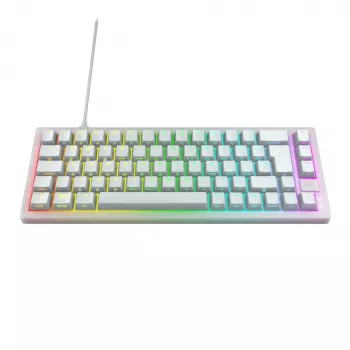 CHERRY XTRFY K5V2 RGB συμπαγές ενσύρματο μηχανικό gaming πληκτρολόγιο 65%, CHERRY MX2A Red, γερμανική διάταξη QWERTZ, λευκό