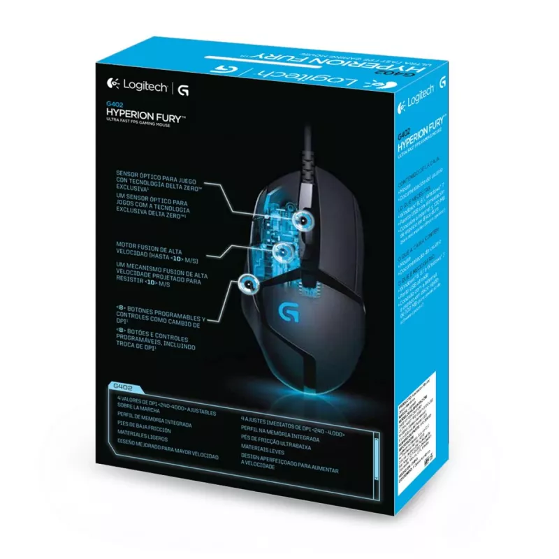 LOGITECH G402 FPS Gaming Ποντίκι USB Hyperion Fury - EWR2