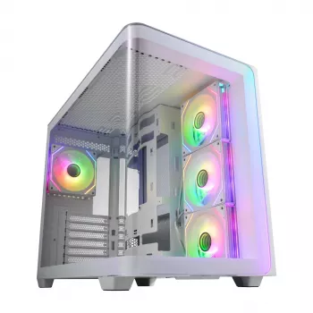 FSP M580-WA Κουτί Midi Tower mITX, mATX Λευκό ARGB, Midi Tower, PC, Λευκό, ATX, micro ATX, Mini-ITX, Γυαλί, SPCC, Gaming
