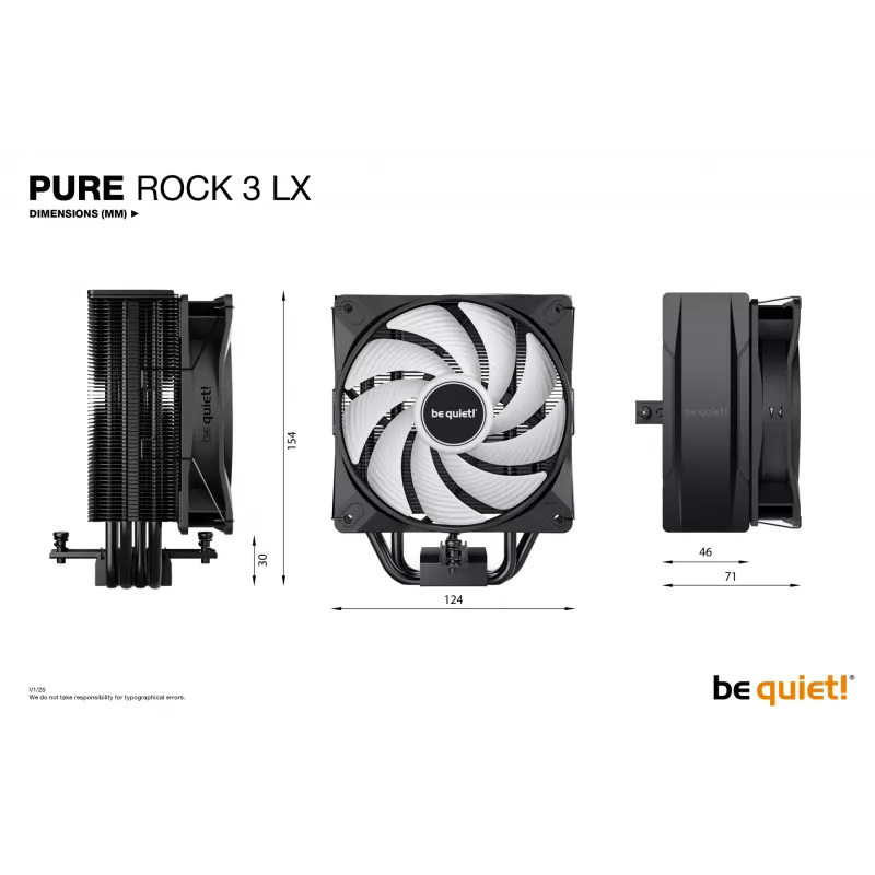 be quiet! Pure Rock 3 LX ψύκτρα επεξεργαστή αέρα 12 cm μαύρη 1 τεμ.