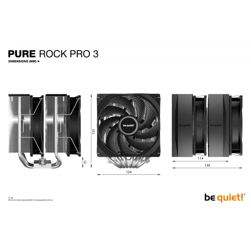 be quiet! Pure Rock Pro 3 ψύκτρα επεξεργαστή αέρα 12 cm ασημί 1 τεμ.