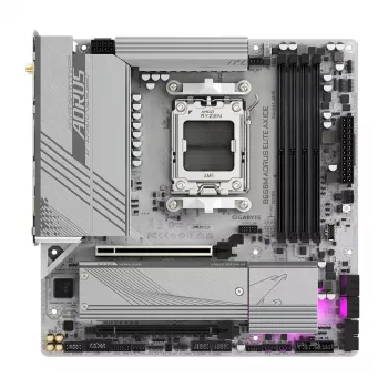 GIGABYTE B650M AORUS ELITE AX ICE Μητρική κάρτα - AMD Ryzen 9000 Series CPUs, 12+2+2 φάσεις VRM, έως 8000 MHz DDR5 (OC), 1xPCIe 5.0 + 1xPCIe 4.0 M.2, 2,5 GbE LAN, WLAN 6E, USB 3.2 Gen 2x2