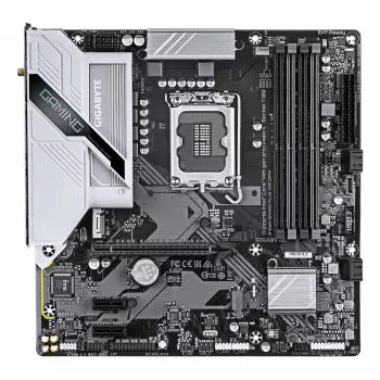 GIGABYTE B760M GAMING PLUS WIFI DDR4 Μητρική κάρτα – Υποστηρίζει Intel Core CPUs 14ης γενιάς, 4+1+1 φάσεις VRM, έως 5333 MHz DDR4 (OC), 2x PCIe 4.0 M.2, Wi-Fi 6, 1 GbE LAN, USB 3.2 Gen 1