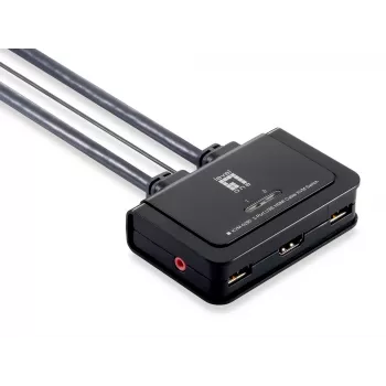 LevelOne 2-Port USB HDMI Καλώδιο KVM-Switch, 1920 x 1200 Pixel, Μαύρο, Γκρι