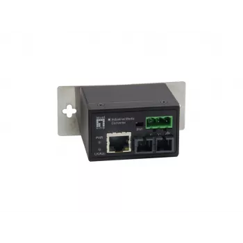 LevelOne IEC-4002 βιομηχανικός μετατροπέας μέσων RJ45 σε ST, Fast Ethernet 100 Mbps, πολύτροπη οπτική ίνα, 1310 nm, 2 km