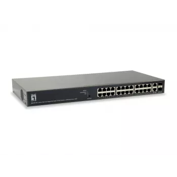 LevelOne TURING 26-Port Web Smart Gigabit PoE διακόπτης, 24 έξοδοι PoE, 2 x SFP/RJ45 Combo, 185W, 802.3at/af PoE