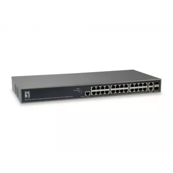 LevelOne TURING 26-Port L3 Lite Managed Gigabit PoE διακόπτης, 24 έξοδοι PoE, 370 W, 2 x SFP/RJ45 Combo