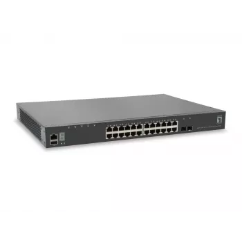 LevelOne KILBY 28-Port Stackable L3 Lite Managed Gigabit διακόπτης, 2 x 10GbE SFP+, 1 x υποδοχή μονάδας 10GbE