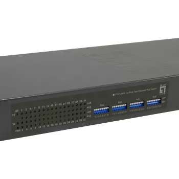 LevelOne 34-Port Fast Ethernet PoE Switch, 802.3at/af PoE, 32 έξοδοι PoE, 2 x Gigabit RJ45, 250W
