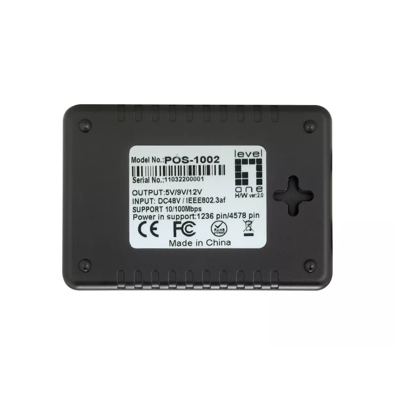 LevelOne Fast Ethernet PoE splitter, 802.3af PoE, έξοδος 5-12V DC