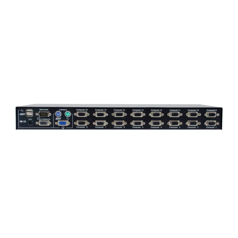 LevelOne 16-Port PS/2-USB VGA KVM Switch, 2048 x 1536 Pixel, Rack Mount, 1U, μαύρο