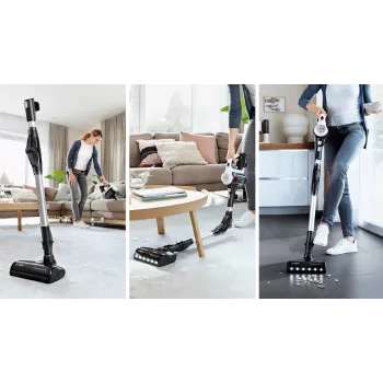 Bosch BSS711W Ηλεκτρική σκούπα ραβδώδης/Ηλεκτρικό σκουπάκι Μπαταρία Στεγνό Χωρίς σακούλα 0,3 l Μαύρο, Ασημί, Λευκό