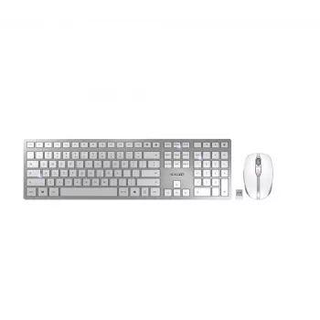 CHERRY DW 9100 λεπτό Πληκτρολόγιο Ποντίκι περιλαμβάνεται Universal RF Wireless + Bluetooth QWERTY Αγγλικά ΗΠΑ ασημί