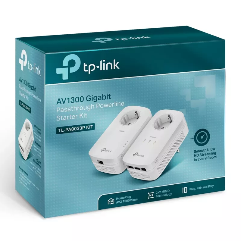 TP-Link TL-PA8033P KIT Προσαρμογέας δικτύου PowerLine 1300 Mbit/s Ethernet LAN λευκό 2 τεμ.