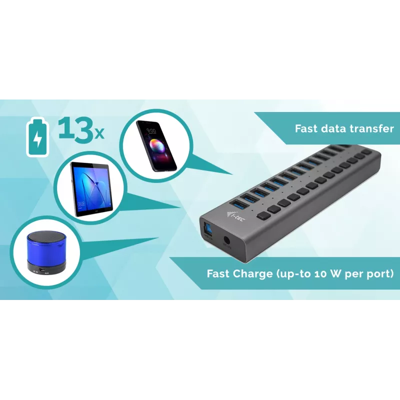 i-tec USB 3.0 Hub Φόρτισης 13 Θυρών + Τροφοδοτικό 60 W