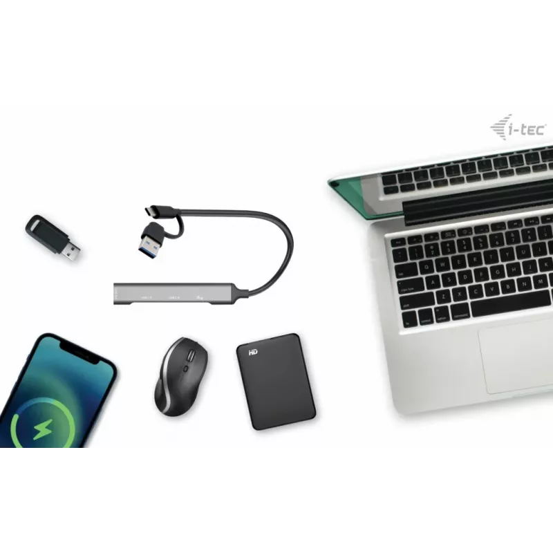 i-tec USB-C/USB-A Μεταλλικό Hub 1x USB 3.0 + 3x USB 2.0